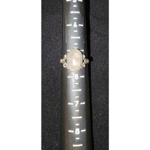 Title Sterling Silver 925 Oval Milky Cabochon Ring Vintage Style Size 6